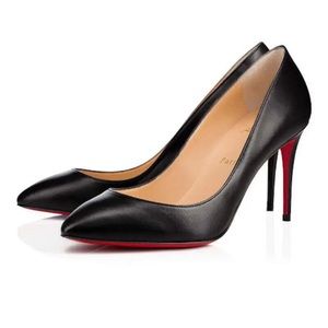 NEW Christian Louboutin Eloise 85 Black Nappa Shiny Leather Pumps - 37.5